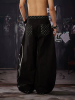 Polka Dot Patchwork Wide-Leg Pants 3