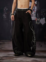 Polka Dot Patchwork Wide-Leg Pants 5