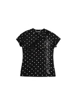 Polka Dot Rhinestone Cutout Slim T-Shirt 5
