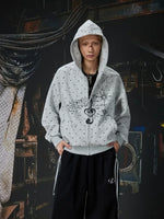 Polka Dot Zip-Up Graphic Hooded Sweatshirt 2