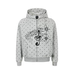 6031718556484,6031718556485,6031718556486, Polka Dot Zip-Up Graphic Hooded Sweatshirt