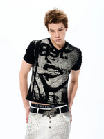 Portrait Print Slim Fit V-Neck T-Shirt 2