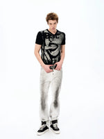 Portrait Print Slim Fit V-Neck T-Shirt 4