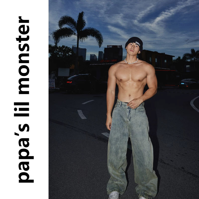 6090278059565,6090278059566,6090278059567,6090278059568, Post-Apocalyptic Style Wide Leg Jeans