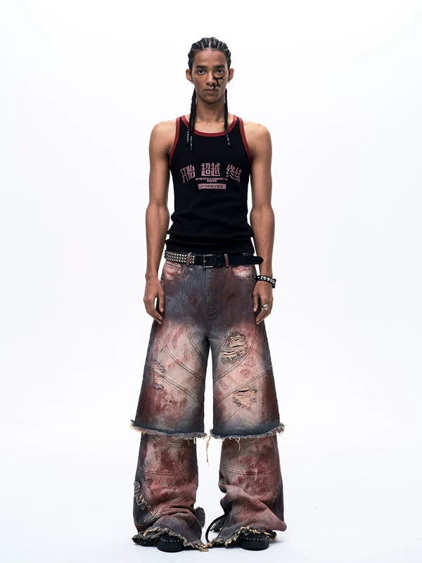 Printed Cotton Ribbed Tight-Fitting Vest 3