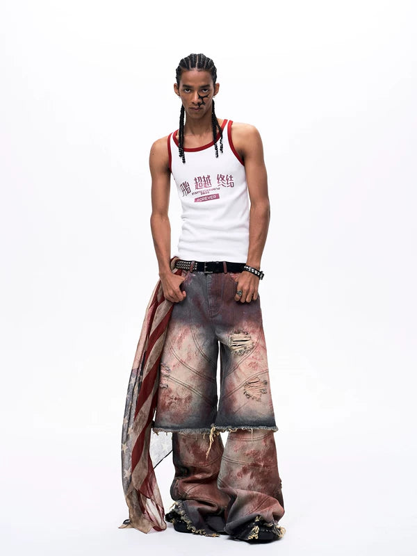 Printed Cotton Ribbed Tight-Fitting Vest 4