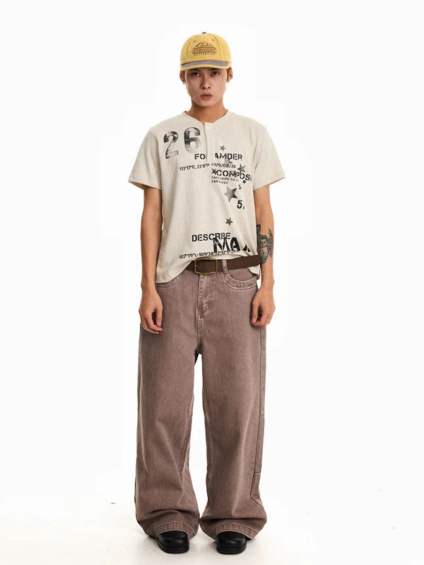 Printed Henley Short Sleeve T-Shirt 5