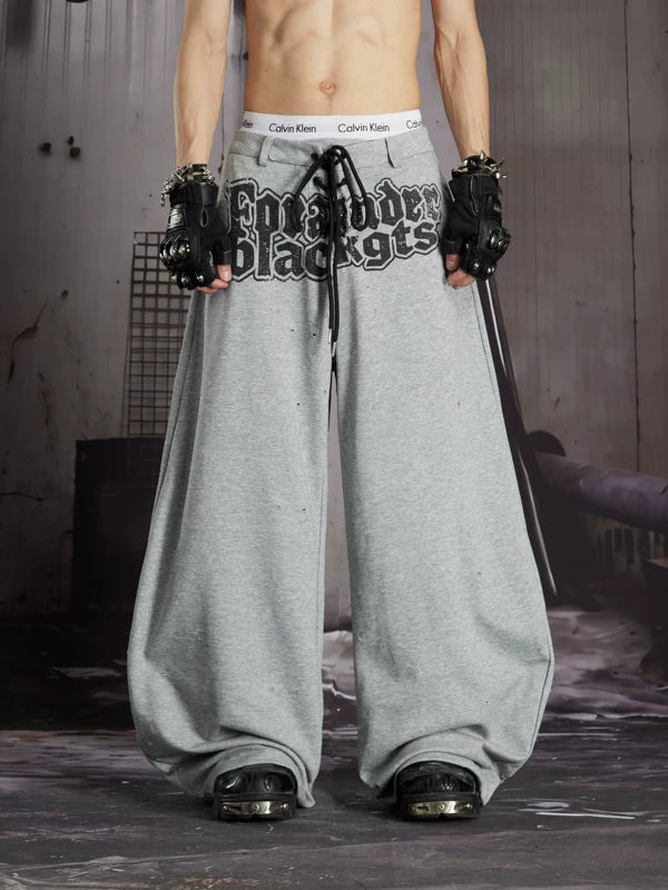 Printed Wide-Leg Ripped Sweatpants 5
