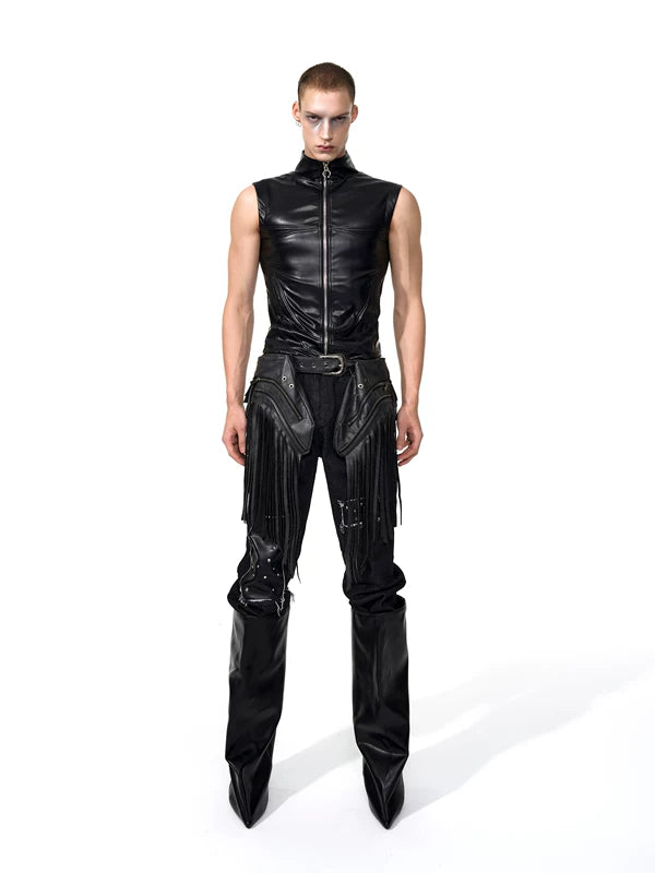PU Leather Motorcycle Vest 4
