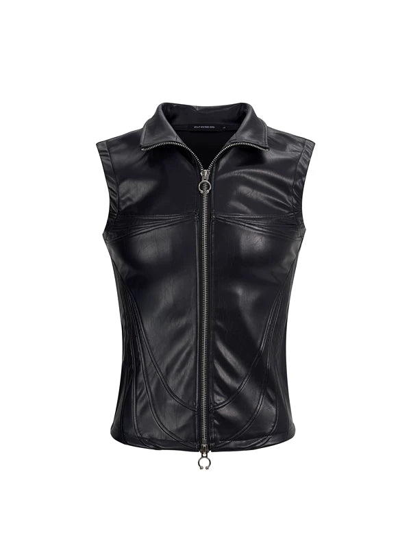 PU Leather Motorcycle Vest 5