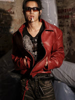 PU Leather Oversized Cropped Jacket With Lapel 2