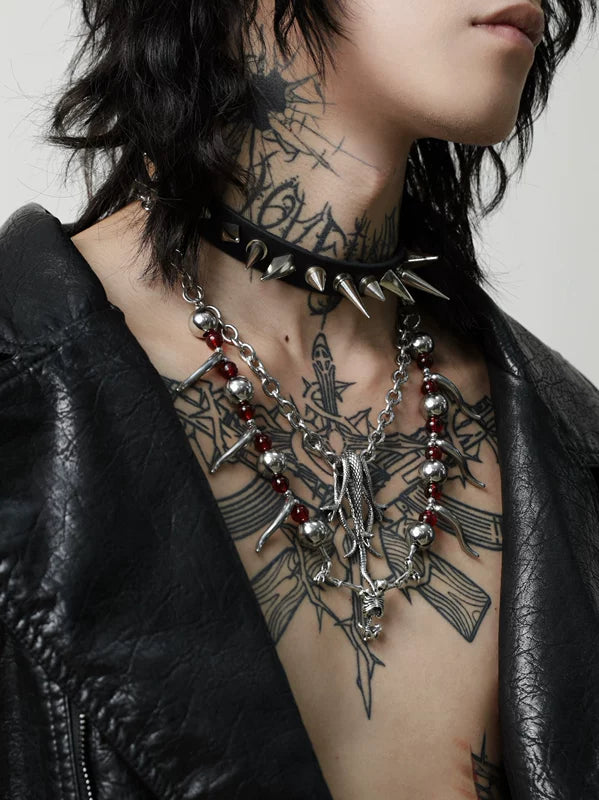 Punk Beaded Chain Necklace 1