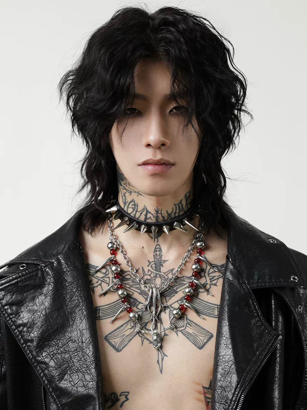 Punk Beaded Chain Necklace 2