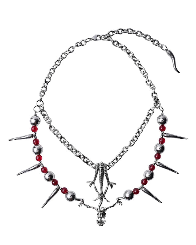 Punk Beaded Chain Necklace 5