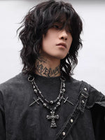 Punk Beaded Cross Necklace 1