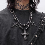 5834615023883, Punk Beaded Cross Necklace