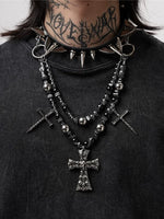 5696773865417, Punk Beaded Cross Necklace