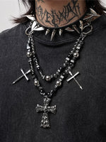 5696773865418, Punk Beaded Cross Necklace