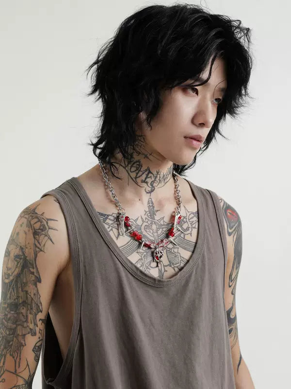 Punk Beaded Statement Necklace 4