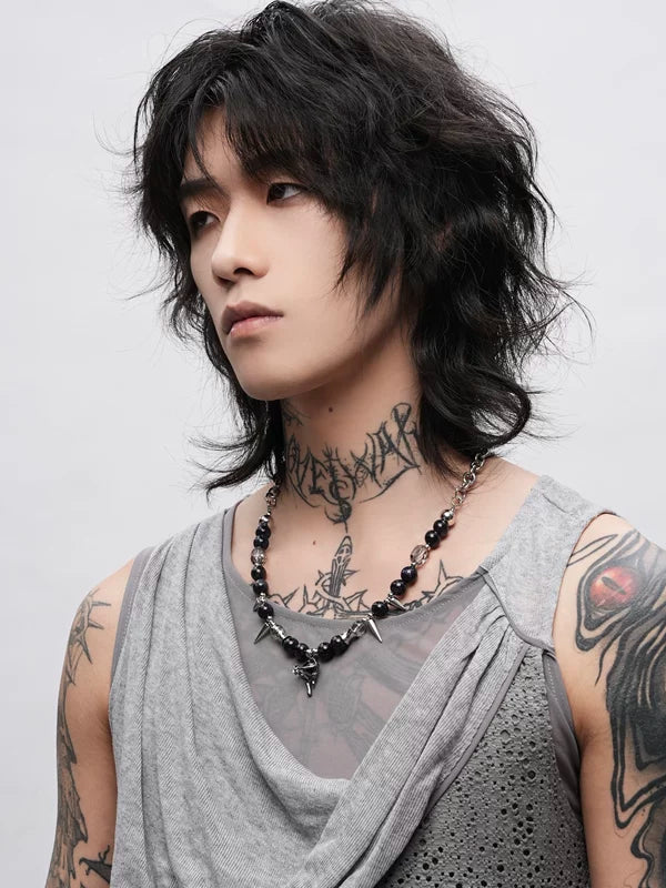 Punk Beaded Studded Necklace 2