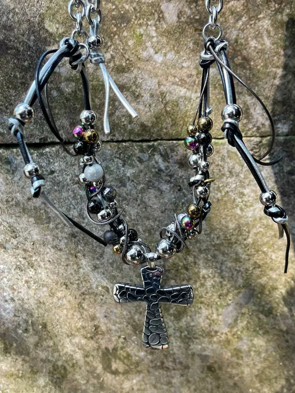 Punk Cross Choker Necklace 2