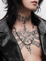Punk Cross Pearl Necklace 1