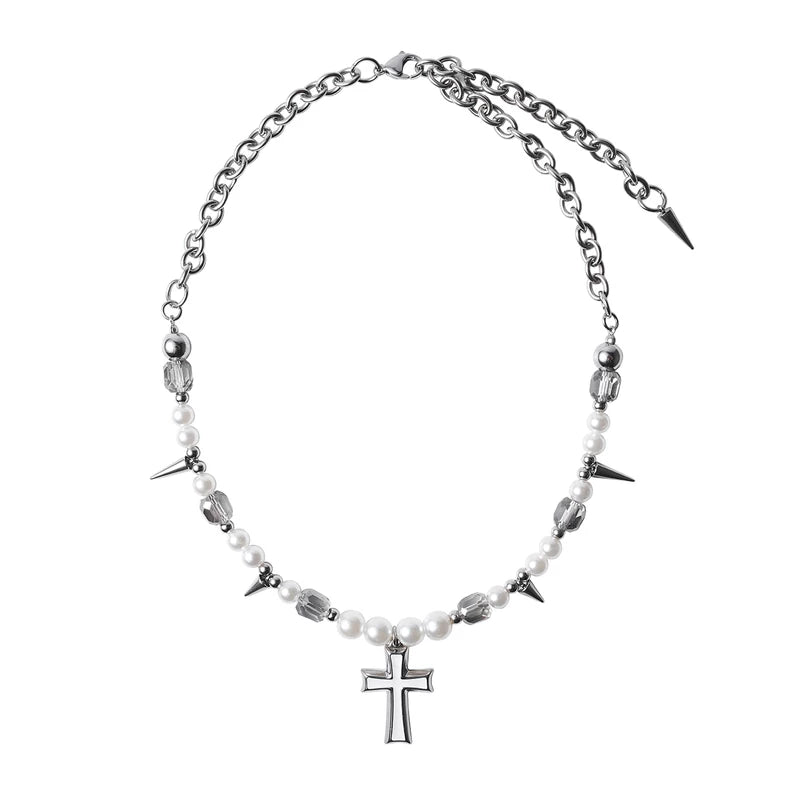 Punk Cross Pearl Necklace 5