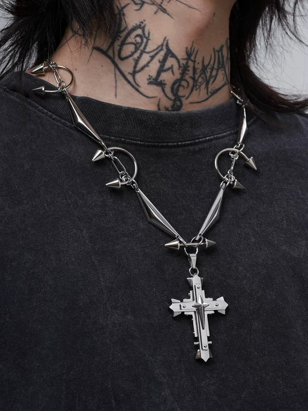 Punk Cross Pendant Necklace 3
