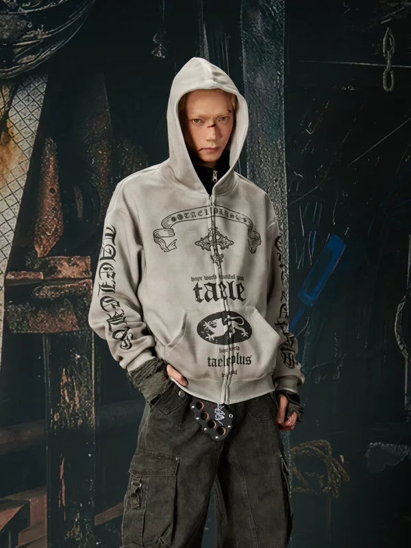 Punk Graphic Zip Up Hoodie Jacket 1