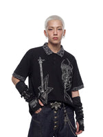 Punk Guitar Print Polo Shirt 1