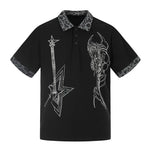 6076570380155,6076570380156,6076570380157,6076570380158, Punk Guitar Print Polo Shirt