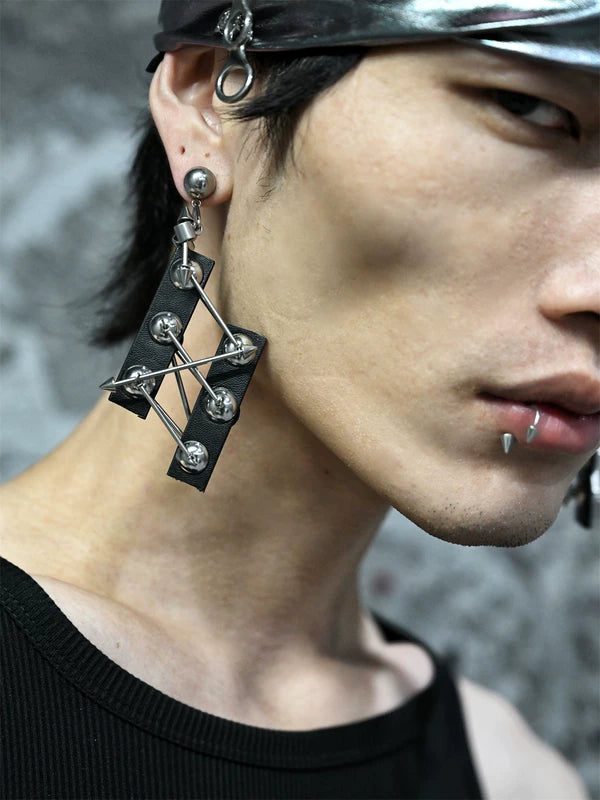 Punk Handmade Leather Dangle Earrings 1