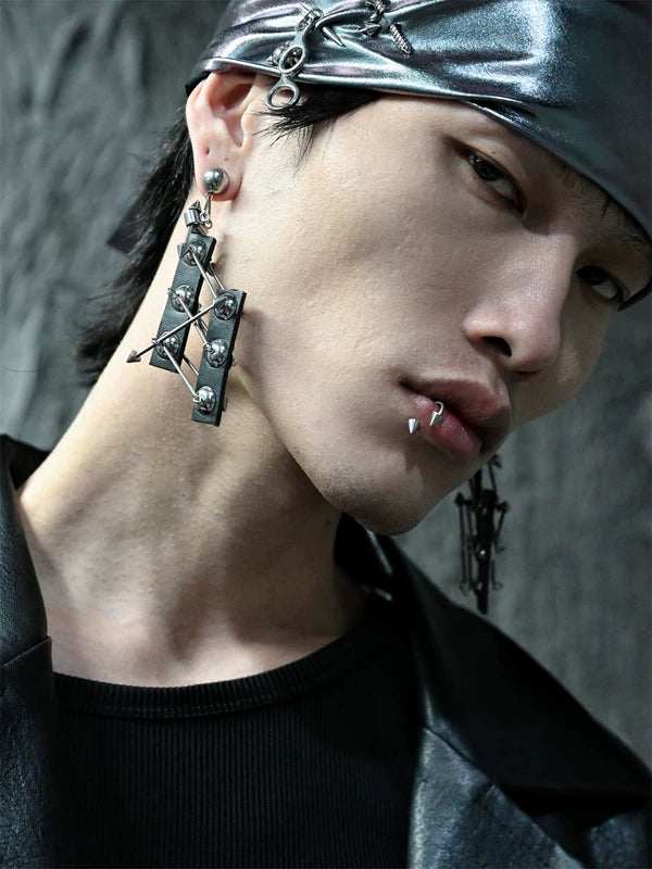 Punk Handmade Leather Dangle Earrings 4