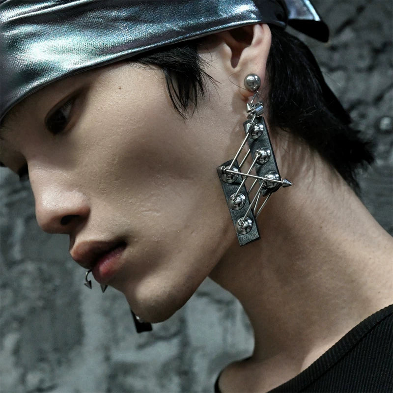 5809927482759, Punk Handmade Leather Dangle Earrings