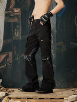 Punk Patchwork Rivet Cargo Flare Pants 2