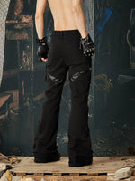 Punk Patchwork Rivet Cargo Flare Pants 3