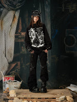 Punk Patchwork Rivet Cargo Flare Pants 5