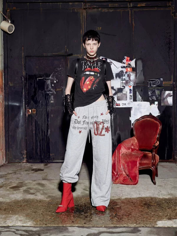 Punk Rock Graphic Lips Crew Neck T-Shirt 4