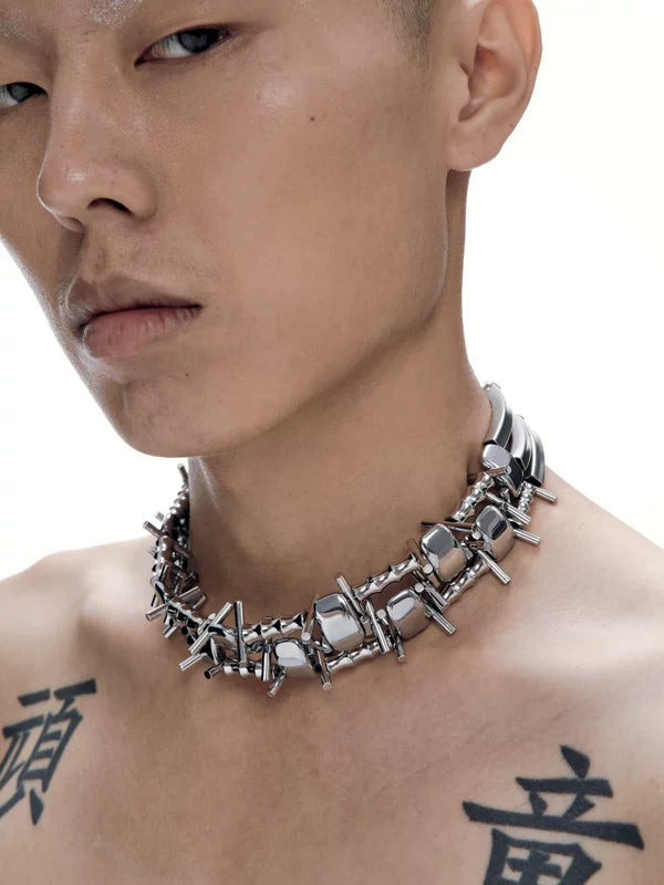 Punk Spiked Choker Necklace 1