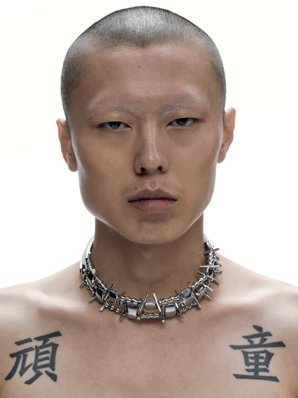Punk Spiked Choker Necklace 2