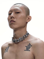 5250235678716, Punk Spiked Choker Necklace
