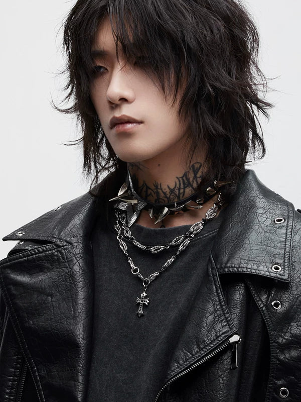 Punk Star Cross Pendant Necklace 3