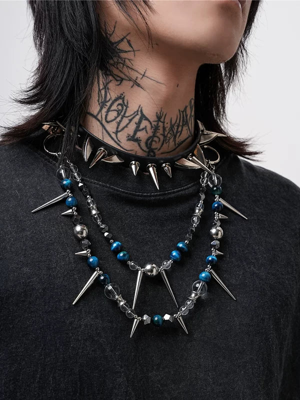 Punk Studded Beaded Necklace 3