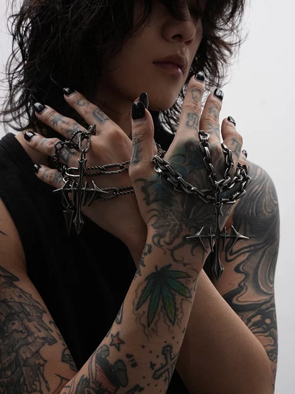 6267250218415, Punk Style Cross Chain Necklace