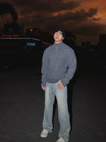 Quarter-Zip Stand Collar Knitted Sweater 2
