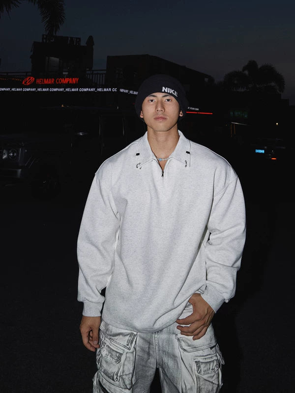 Quarter-Zip Sweatshirt With Metal Ring Detail 1
