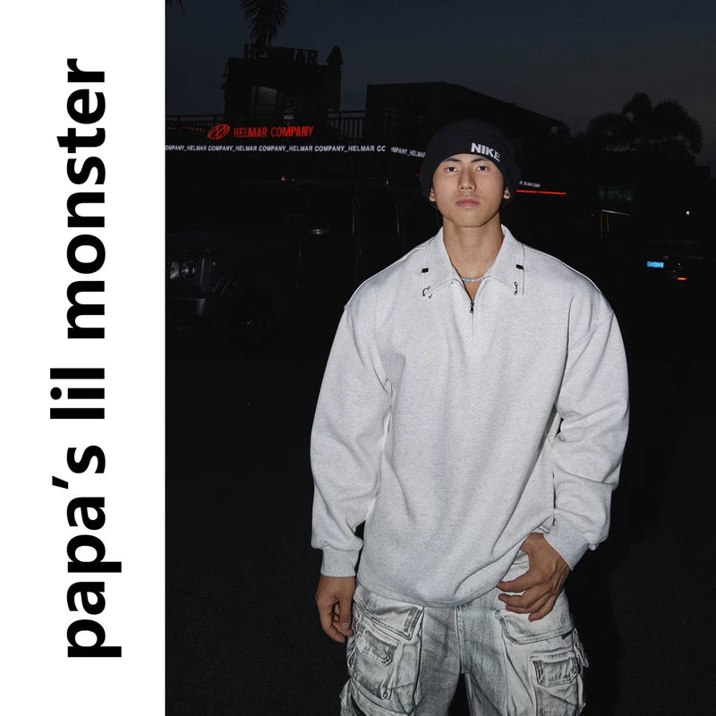 5940064253451,5940064253452,5940064253453,5940064253454,5940064253455, Quarter-Zip Sweatshirt With Metal Ring Detail