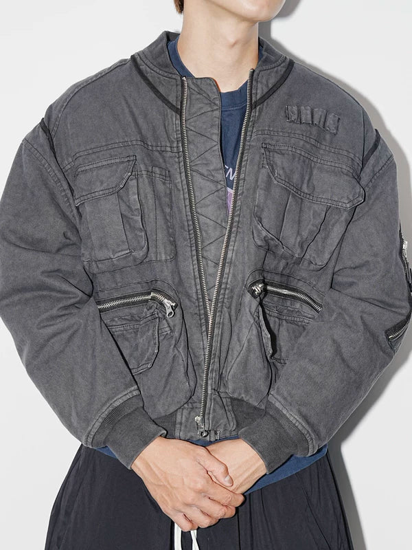 Quilted Bomber Jacket with Multiple Pockets 1