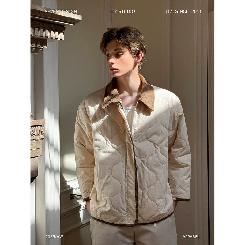 Quilted Cotton Jacket with Contrast Collar 1
