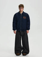 Quilted Embroidered Lapel Bomber Jacket 4
